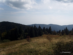 Vue au sud vers les massifs de la Planche des Belles Filles (1148 mètres)